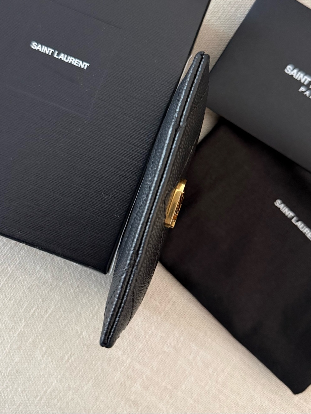 Saint Laurent Black Card Case with Gold YSL Monogram - Picture 8 of 11